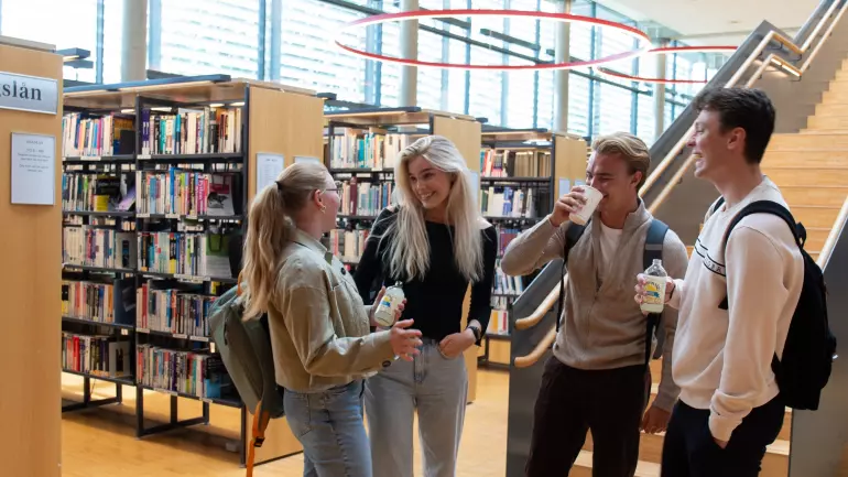 Studenter i biblioteket på campus Vestfold